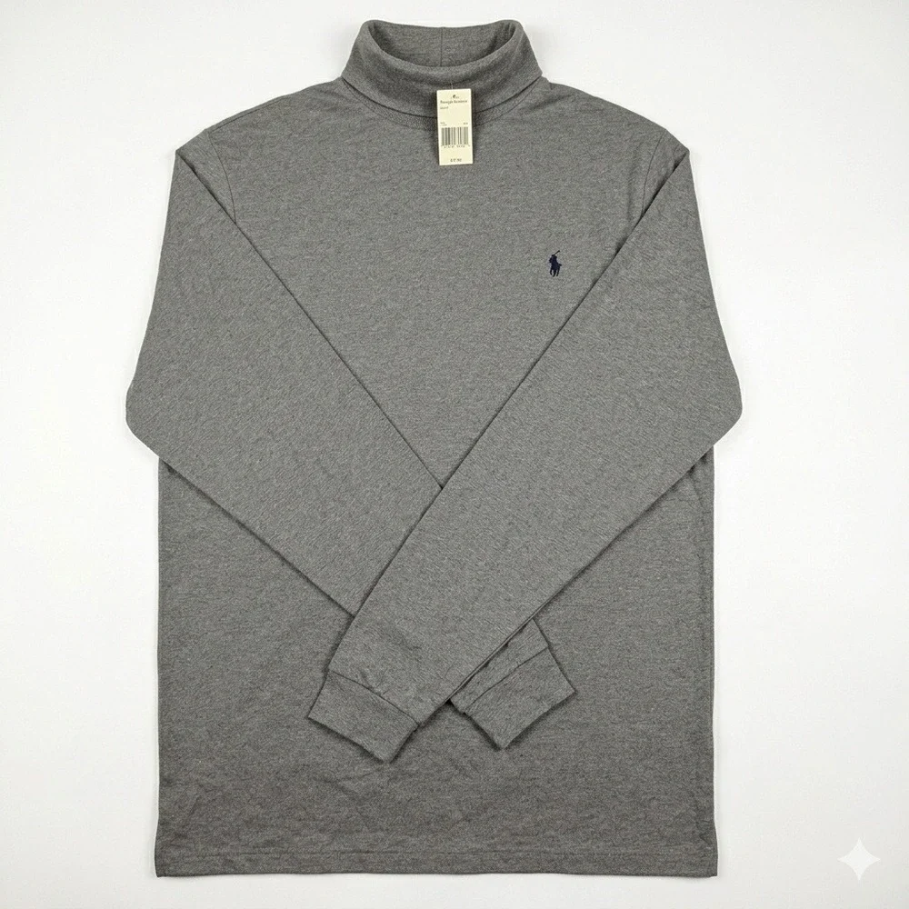 Polo Ralph‎ Lauren Turtleneck Shirt XXL Gray Vintage Made in USA NWT Cotton